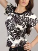 WOMEN'S 100% RAYON KNITTED SWEATER , PRINTING ALLOVER