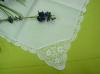 White Cotton Handkerchief With Crochet Lace, drawnwork