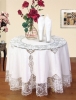 White linen hand embroidered reticella lace tablecloth