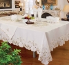 White poly with 3 star green color emb cutwork tablecloth