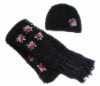 Winter knitted ladies hat and scarf set