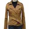Women's dark yellow lamb Pakistan leather jacket with suit collar