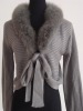 Woolen sweater with fox fur coat/ fur garment