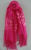 #011 one solid color with embroidery scarf
