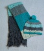 crochet stripes hat and scarf set