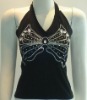 ladies' cotton/spandex tank top with rhinestones