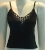 ladies knit top with lace and rhinestones