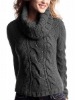 lady knitted rib mixed cable sweater