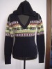 lady's cotton sweater w/ Jacquard pattern