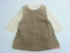little girl's twinset---cotton T-shirt pairs up corduroy suspender skirt