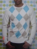 men's fine gauge & rhomb patten sweater