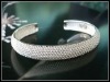new silver plated red flower charm bracelet cuff bangle