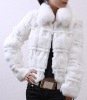 rabbit fur coat with blue fox collar 991