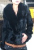 rabbit fur coat with fox collar 608