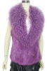rabbit fur vest with tibet sheep fur collar
