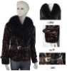 rex rabbit fur garment with blue fox fur collar/ fur garment /women's fur coat