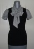 sweater shirt, knitting body with woven collar and sleevesHS_S024