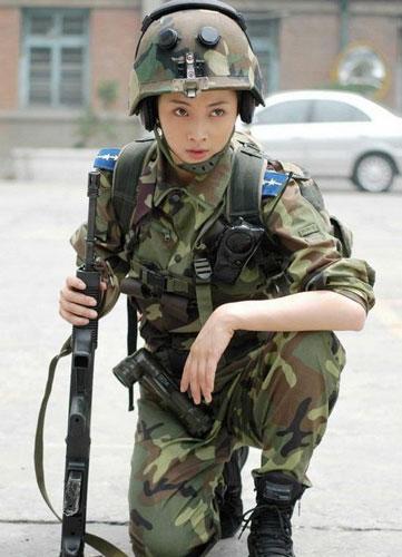 Pretty women soldier of China