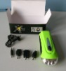 Dynamo LED flashlight with mobile phone chargers
