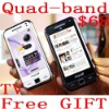 Free Gift I908E/I900 Quad-Band Dual SIM  mobile phone(TV optional) 2 sims phone