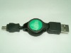 USB A type Male to Mini USB 8 pin retractable cable